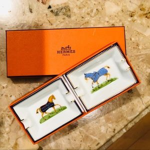 Hermès Porcelain Pair Mini Ashtrays
